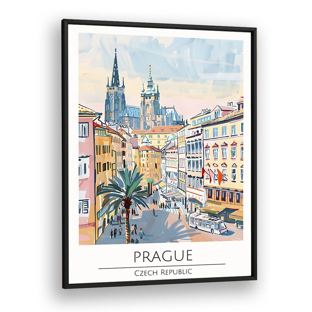 prague-czech republic travel posters in Black Plain Frame