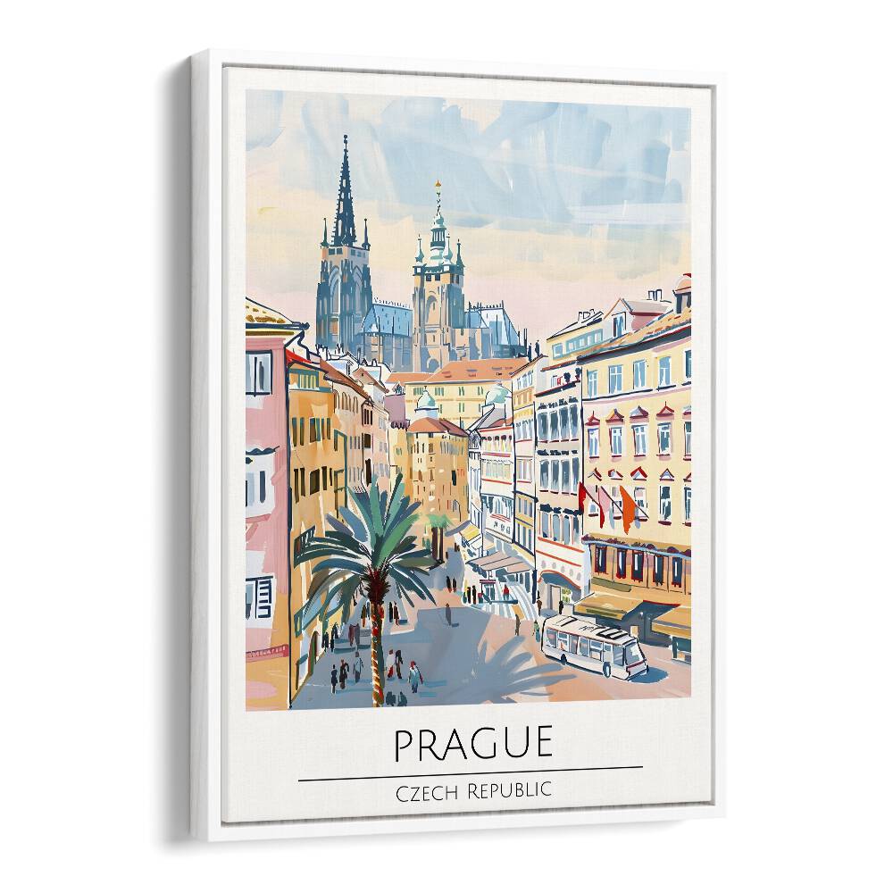 prague-czech republic travel posters in White Floater Frame