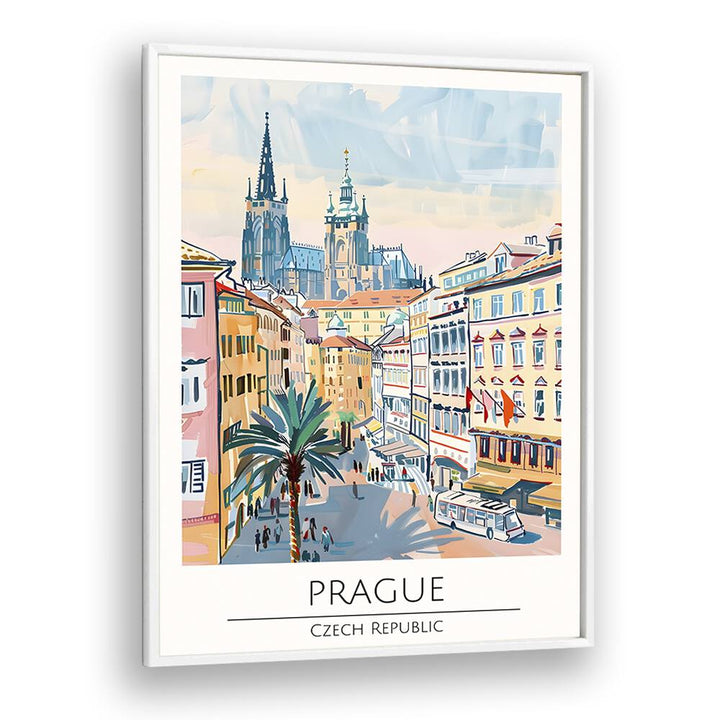 prague-czech republic travel posters in White Plain Frame