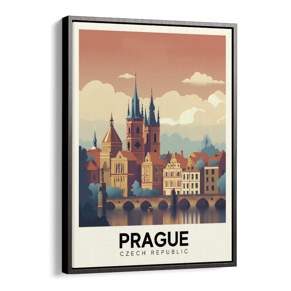 prague travel posters in Black Floater Frame