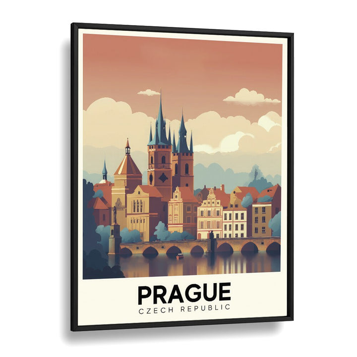 prague travel posters in Black Plain Frame