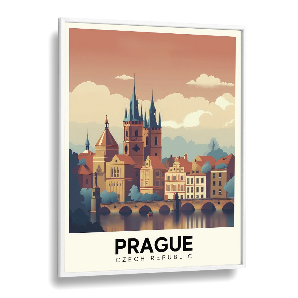 prague travel posters in White Plain Frame