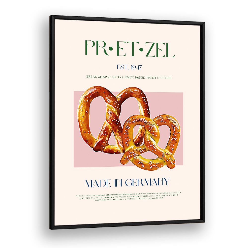 pretzel print bar cafe art in Black Plain Frame