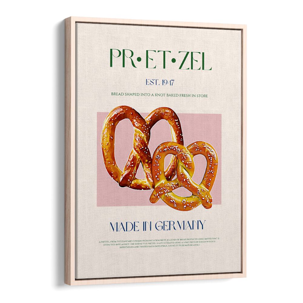 pretzel print bar cafe art in Oak Wood Floater Frame