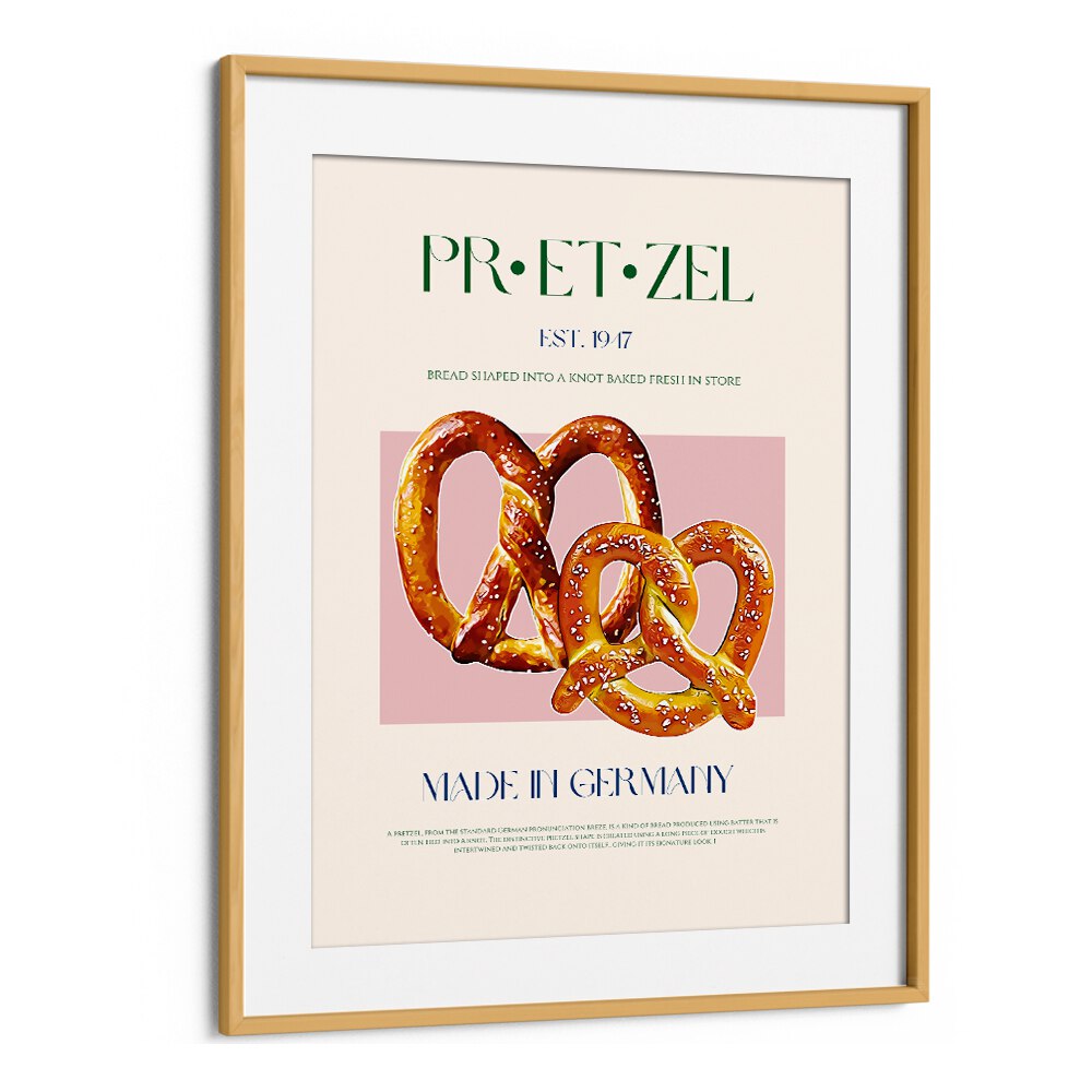 pretzel print bar cafe art in Oak Wood Frame With Mount