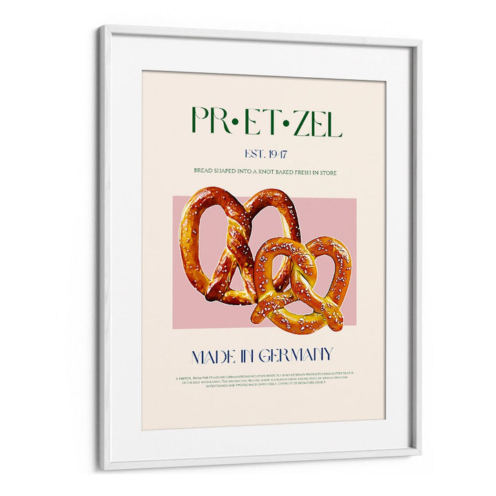 pretzel print bar cafe art in White Frame With Mount placed on a wall