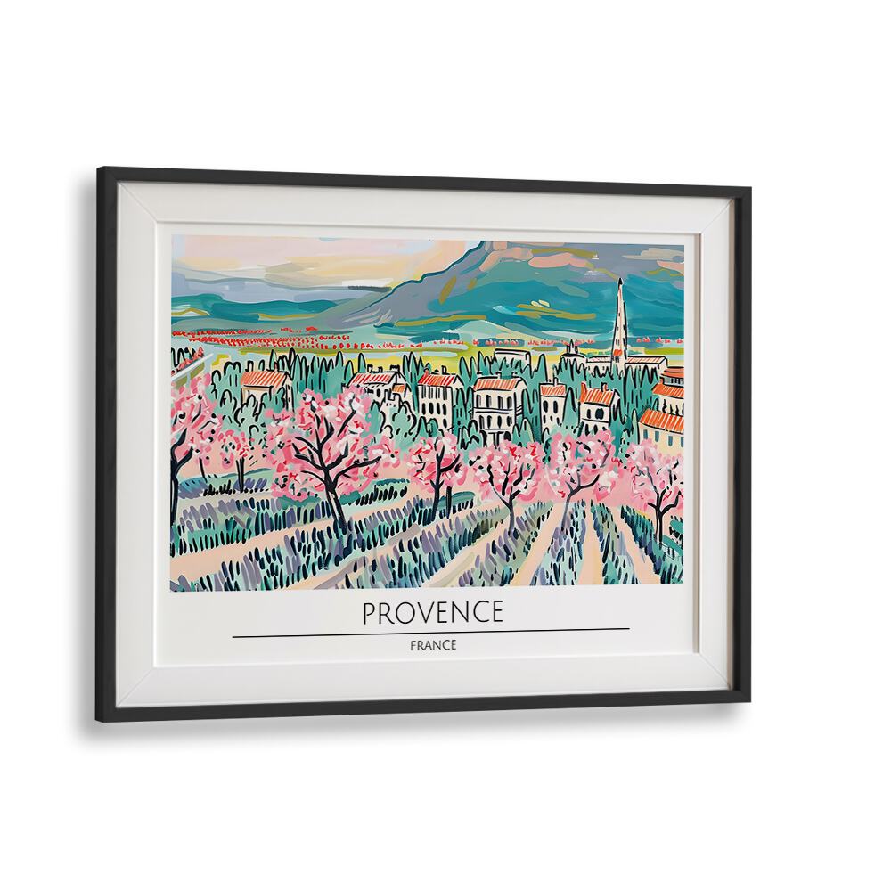 provence city-france travel posters in Black Frame With Mount