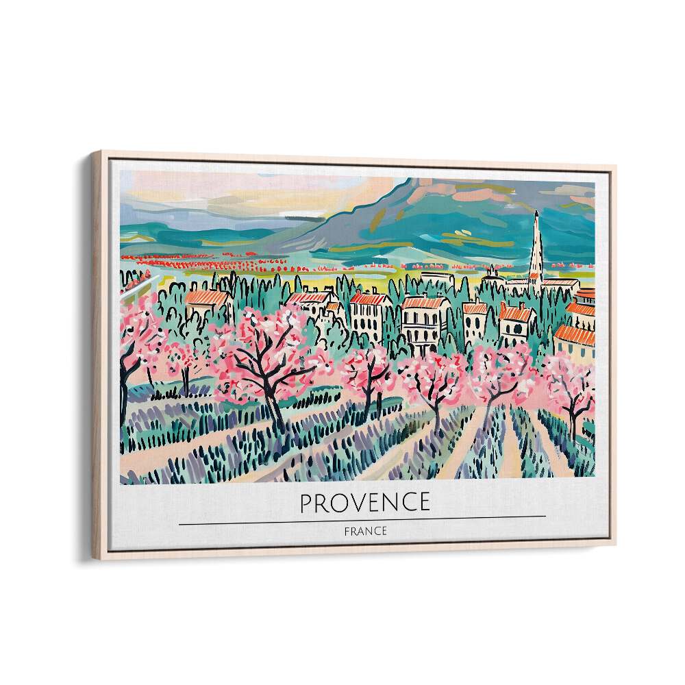 provence city-france travel posters in Oak Wood Floater Frame