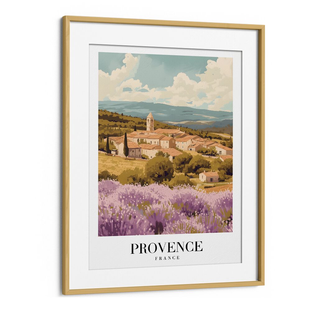 provence-france travel posters in Oak Wood Frame With Mount