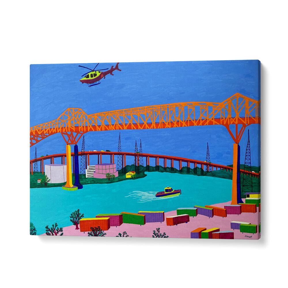 pulaski skyway landscape art prints in Gallery Wrap