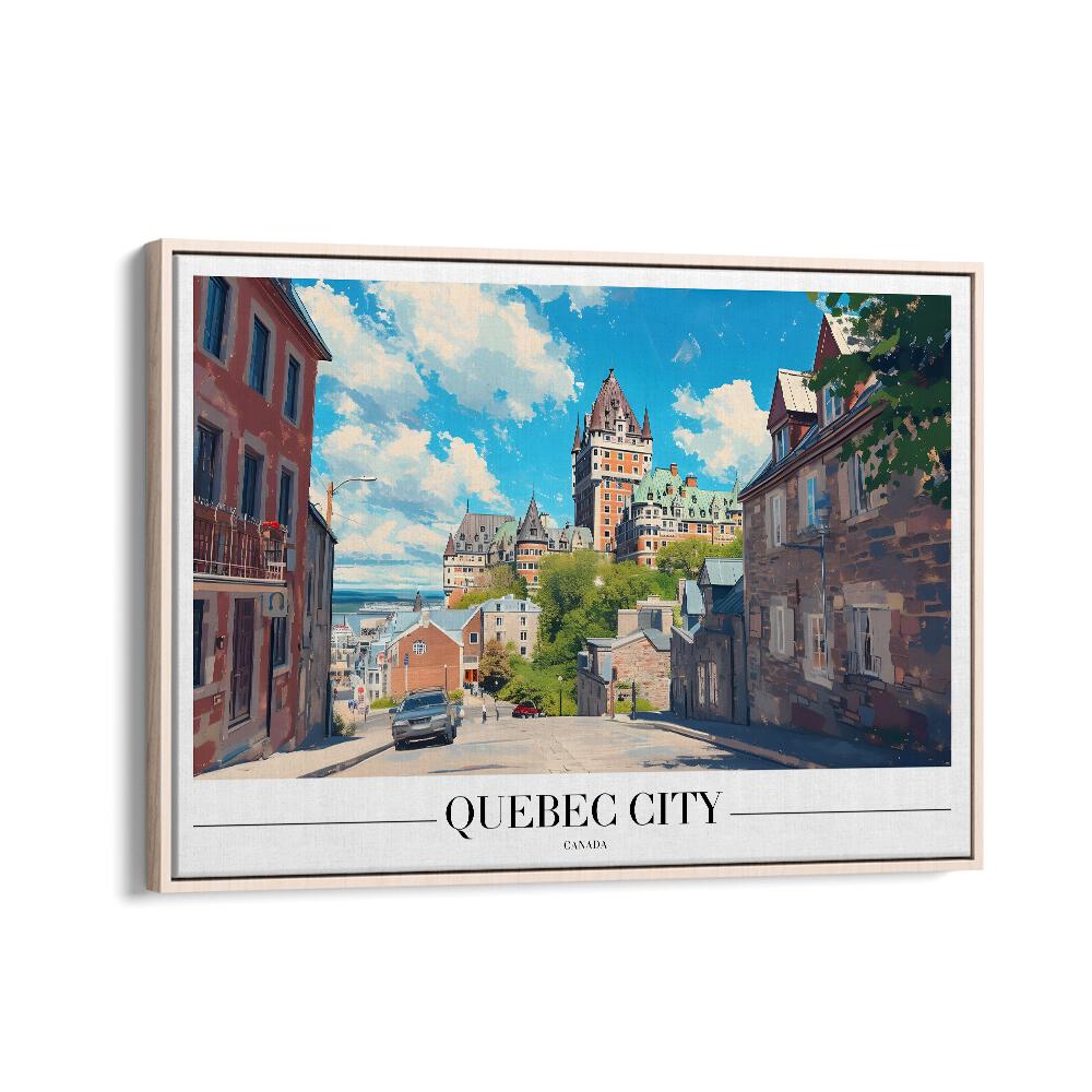 quebec city-canada I travel posters in Oak Wood Floater Frame