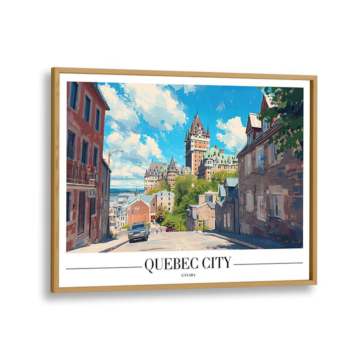 quebec city-canada I travel posters in Oak Wood Plain Frame