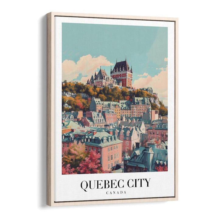 quebec city-canada II travel posters in Oak Wood Floater Frame