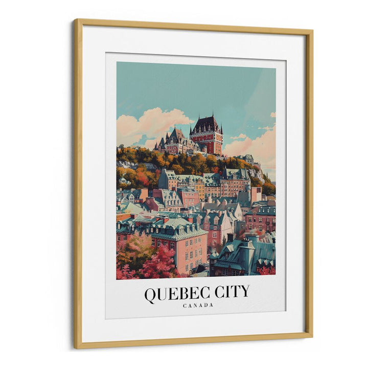 quebec city-canada II travel posters in Oak Wood Frame With Mount