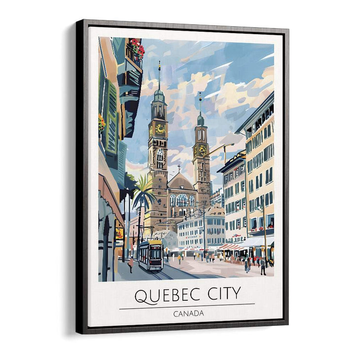 quebec city-canada travel posters in Black Floater Frame