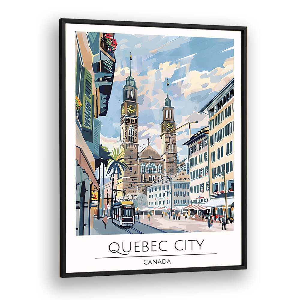 quebec city-canada travel posters in Black Plain Frame