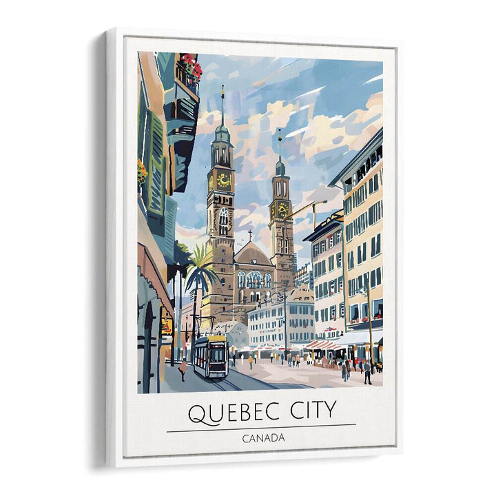 quebec city-canada travel posters in White Floater Frame