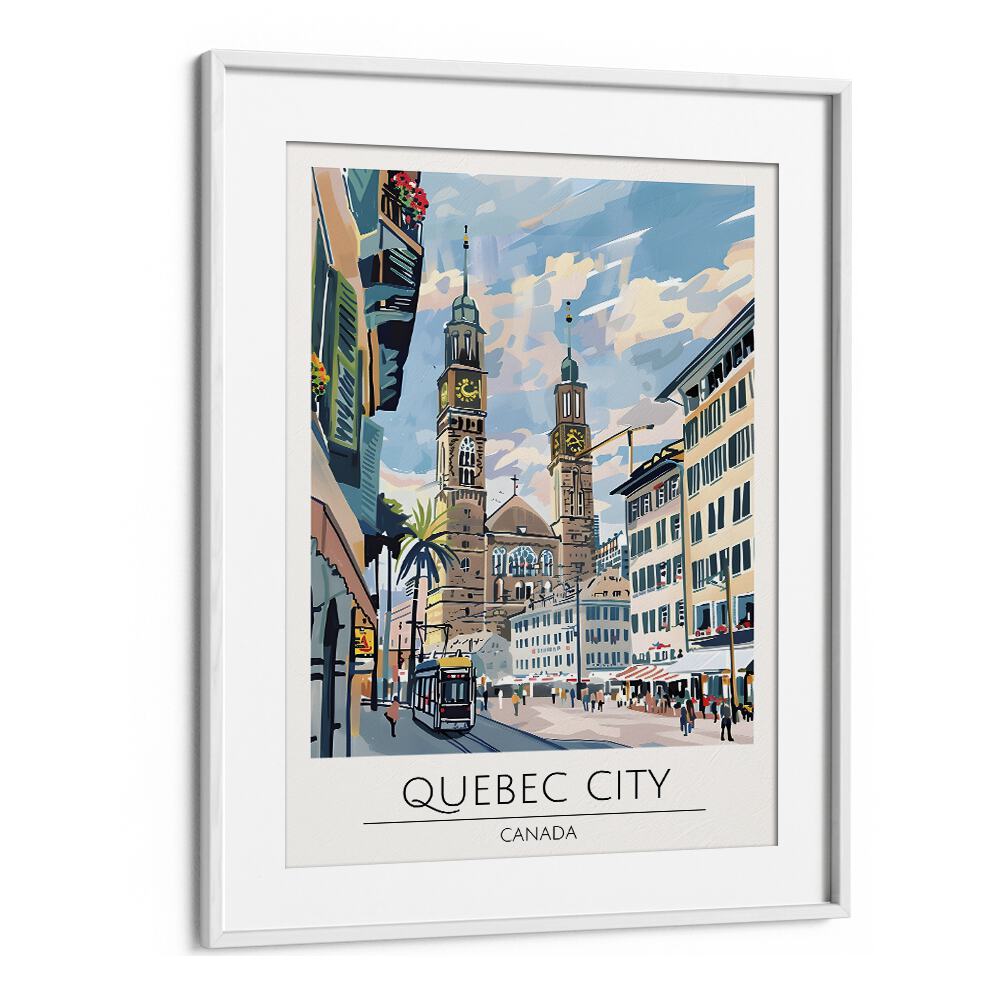 quebec city-canada travel posters in White Frame With Mount