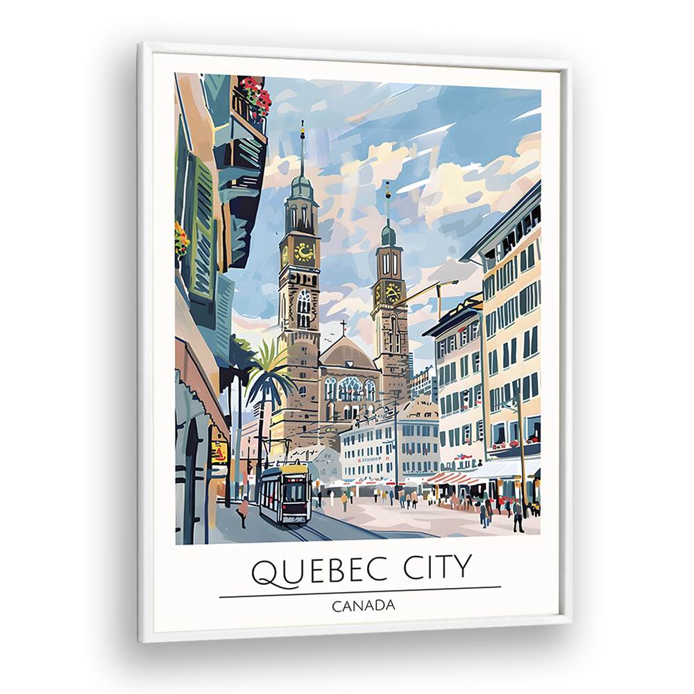 quebec city-canada travel posters in White Plain Frame