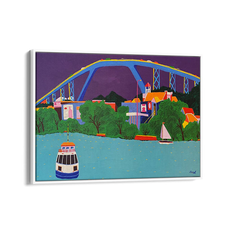 queen juliana bridge landscape art prints in White Floater Frame