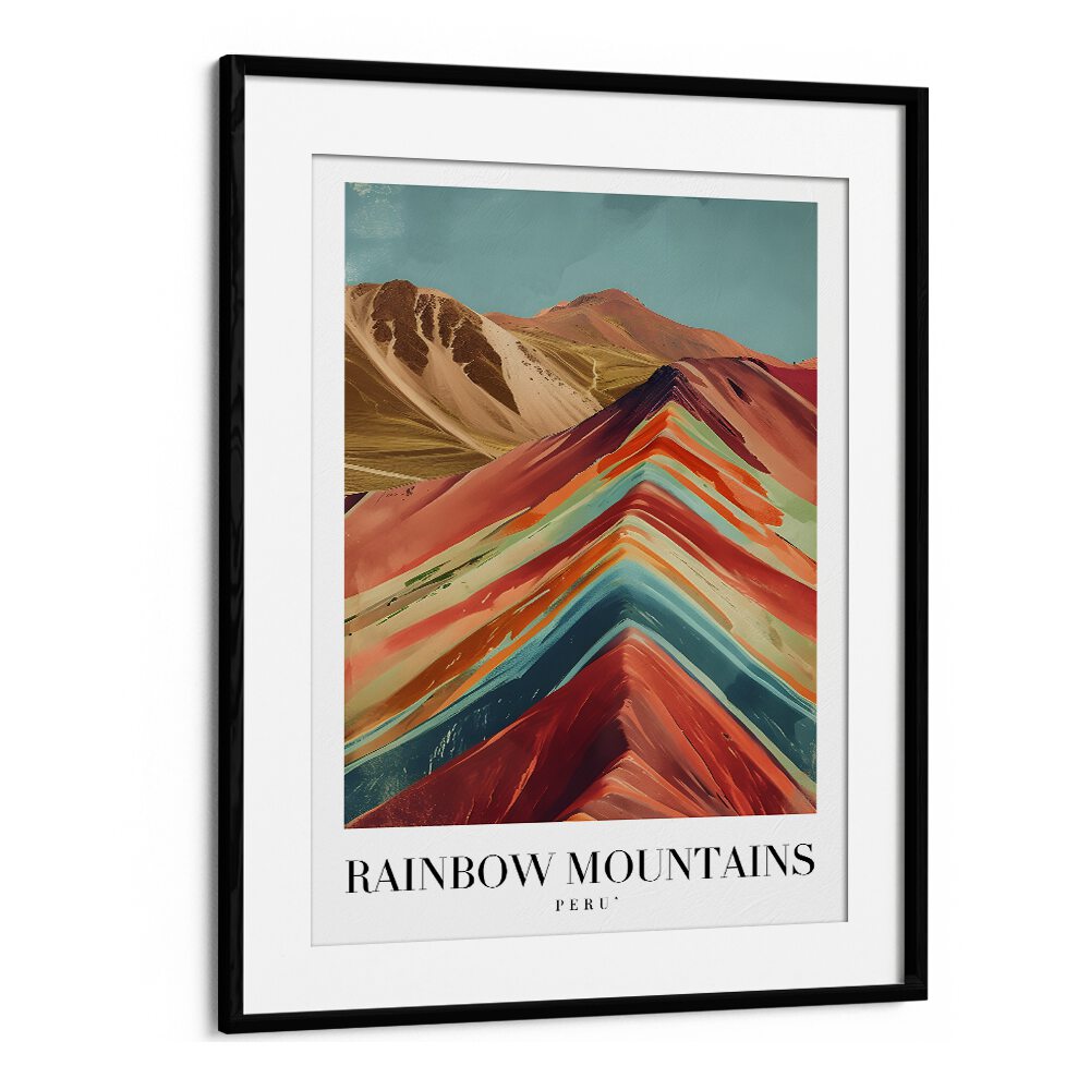 rainbow mountains-peru II travel posters in Black Frame With Mount