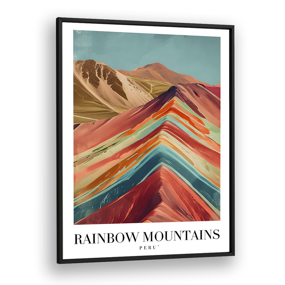 rainbow mountains-peru II travel posters in Black Frame With Mount