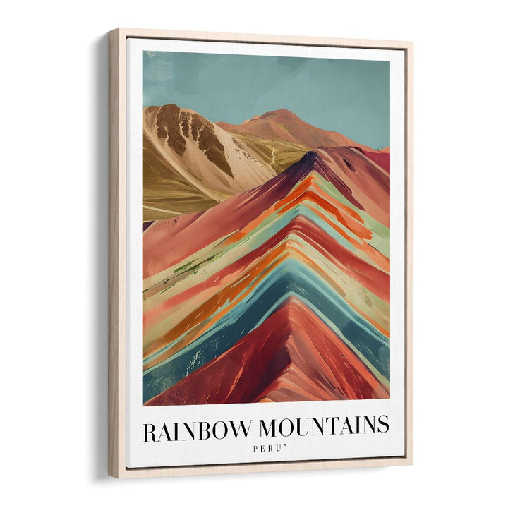 rainbow mountains-peru II travel posters in Oak Wood Floater Frame