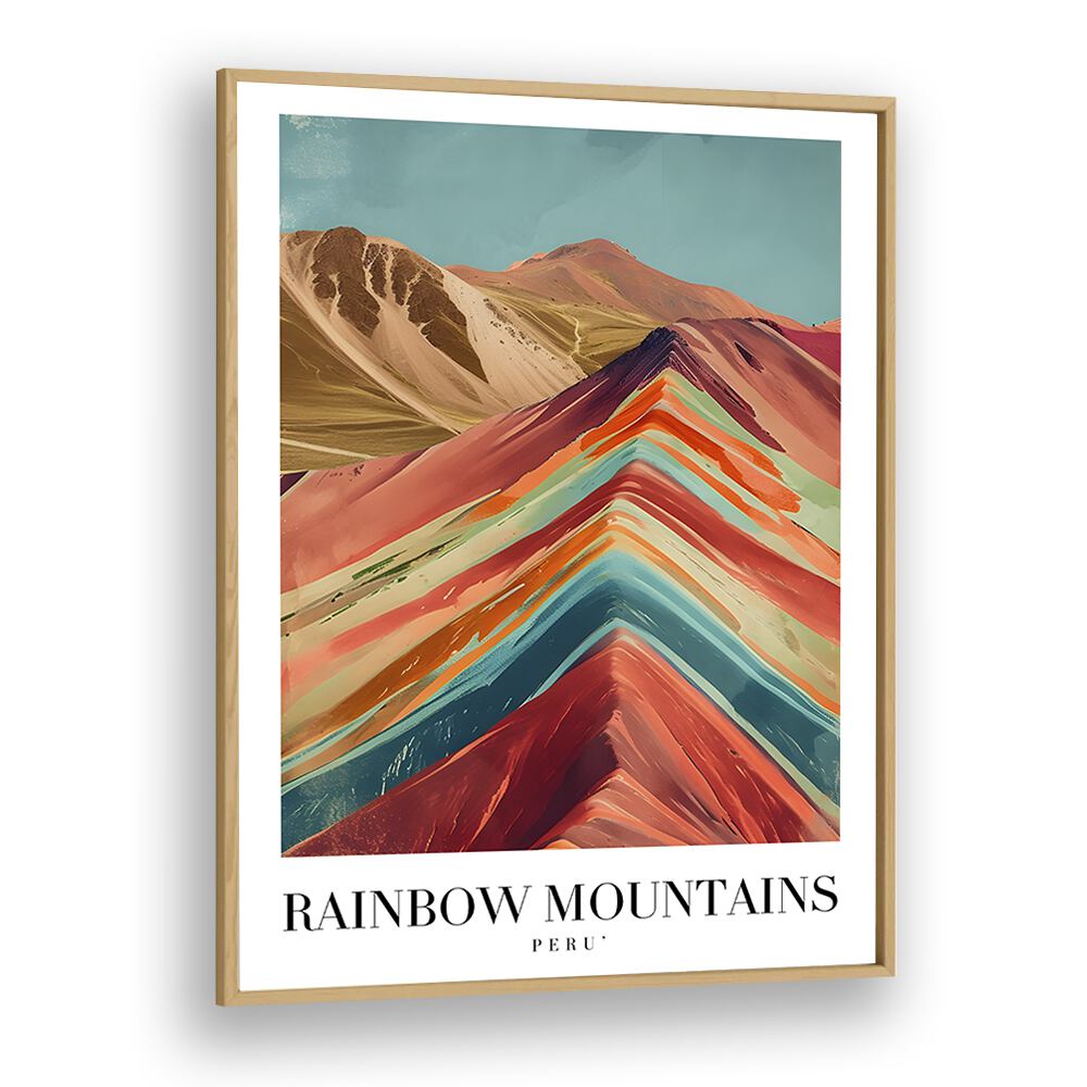 rainbow mountains-peru II travel posters in Oak Wood Plain Frame