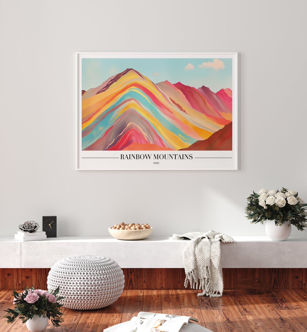 rainbow mountains-peru travel posters Artwork II placed on a Wall 