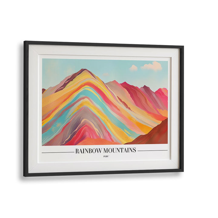 rainbow mountains-peru travel posters in Black Frame With Mount