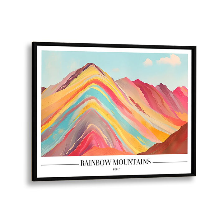 rainbow mountains-peru travel posters in Black Plain Frame