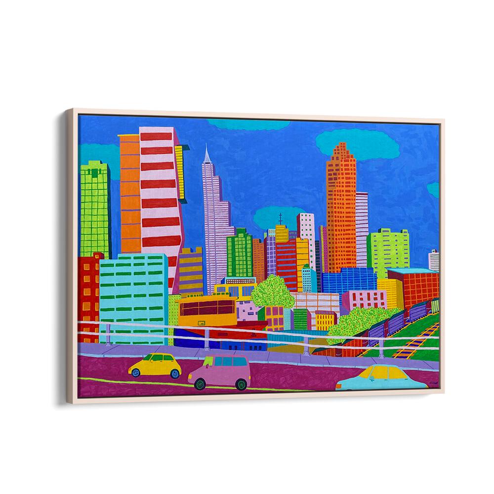 raleigh landscape art prints in Oak Wood Floater Frame