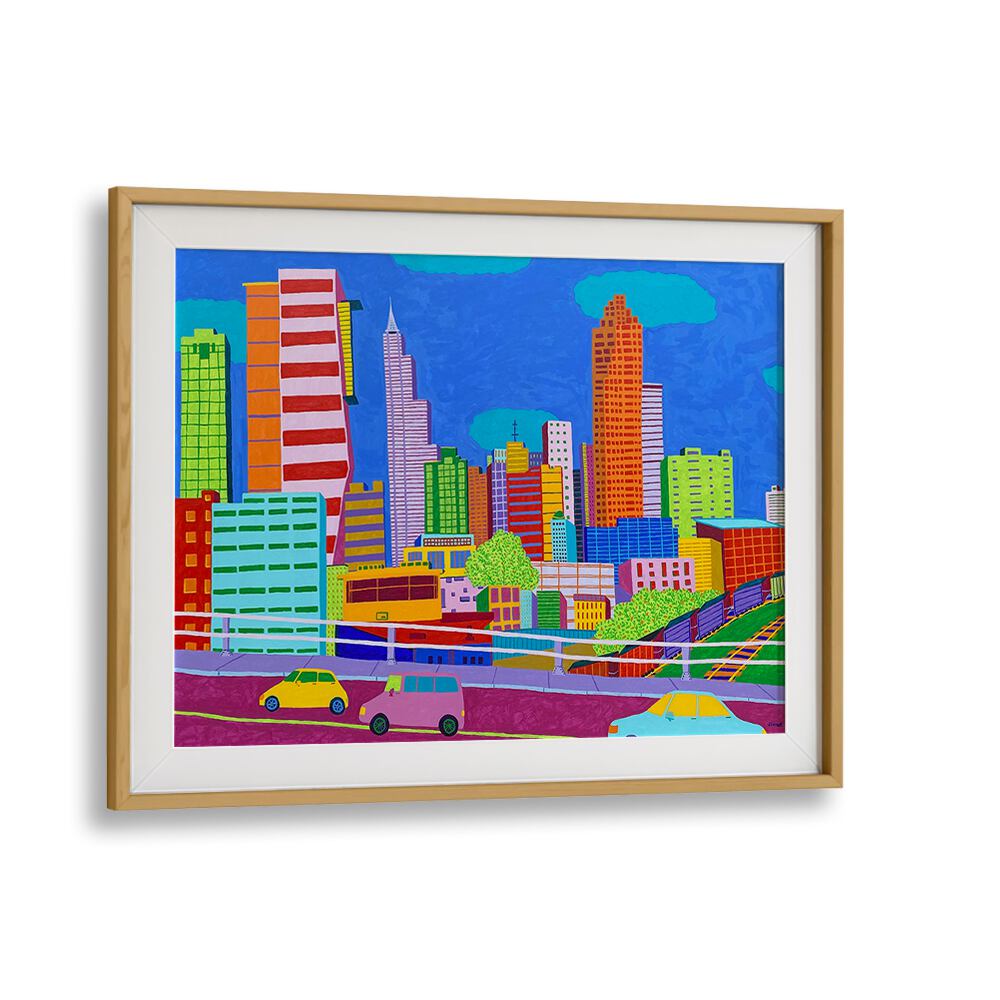 raleigh landscape art prints in Oak Wood Frame With Mount