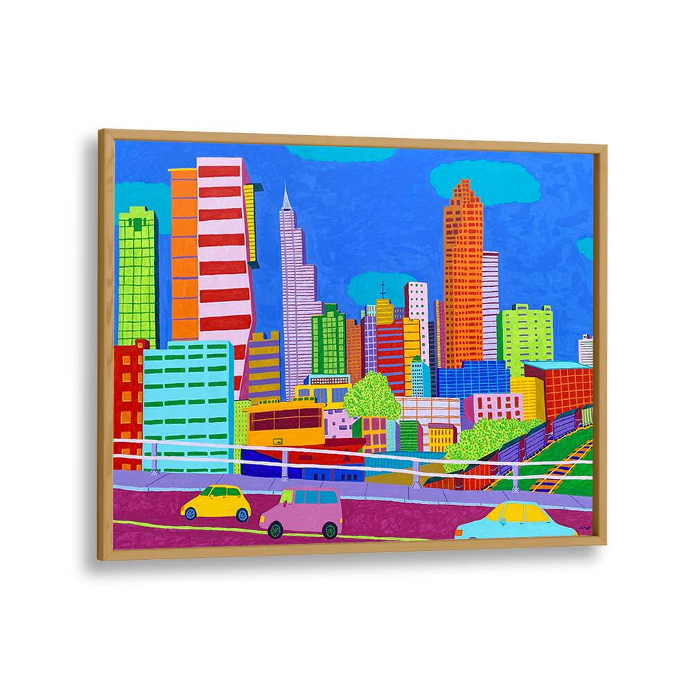 raleigh landscape art prints in Oak Wood Plain Frame