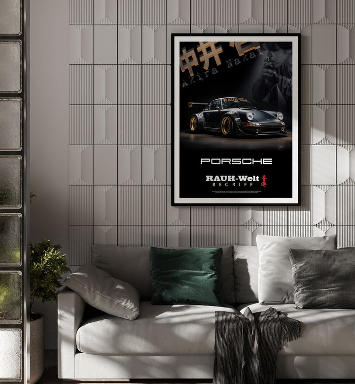 rauh-welt porsche car poster Artwork II placed on a Wall 