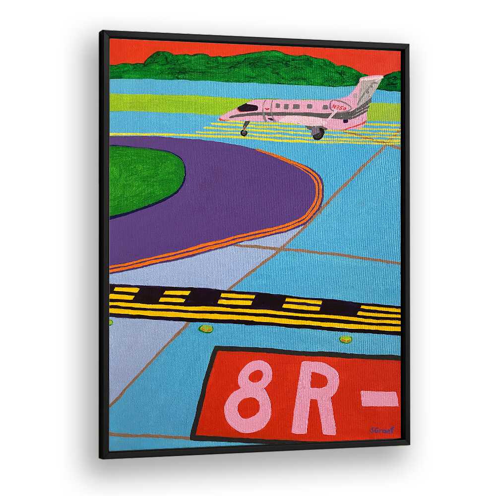 ready for take off landscape art prints in Black Plain Frame