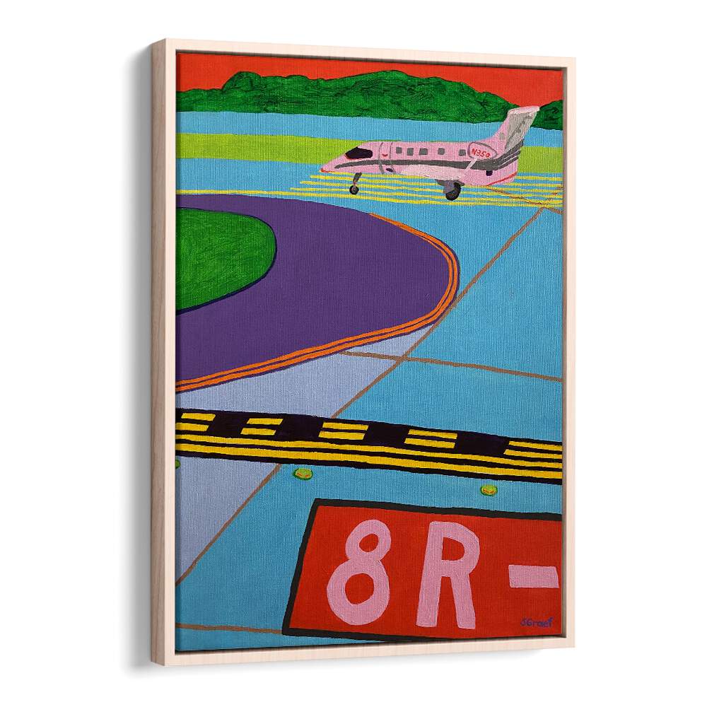 ready for take off landscape art prints in Oak Wood Floater Frame