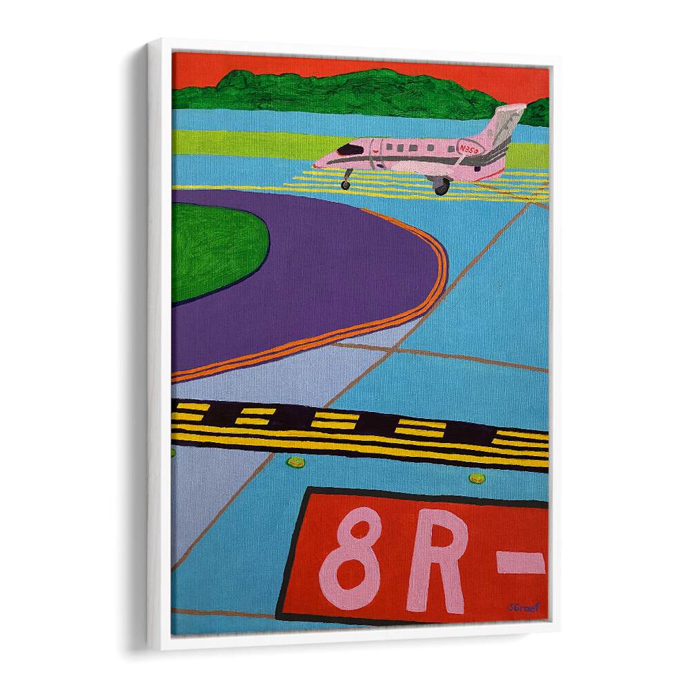 ready for take off landscape art prints in White Floater Frame