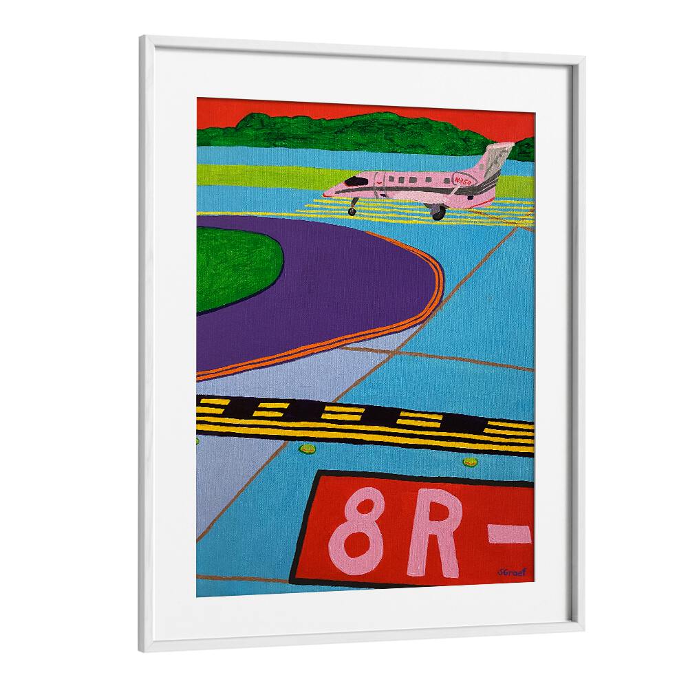 ready for take off landscape art prints in White Frame With Mount