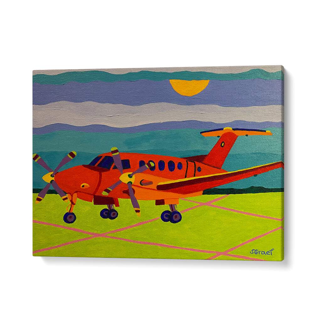 red airplane landscape art prints in Gallery Wrap