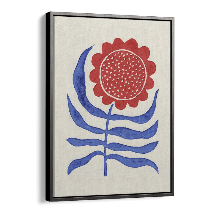 red flower lino print by alisa galitsyna botanical art prints in Black Floater Frame