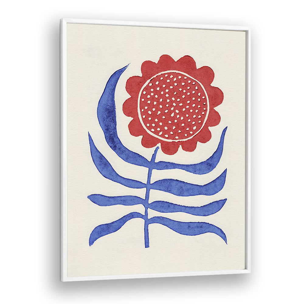 red flower lino print by alisa galitsyna botanical art prints in White Plain Frame