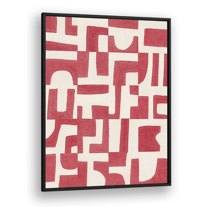 red puzzle by alisa galitsyna geometric prints geometric paintings in Black Plain Frame