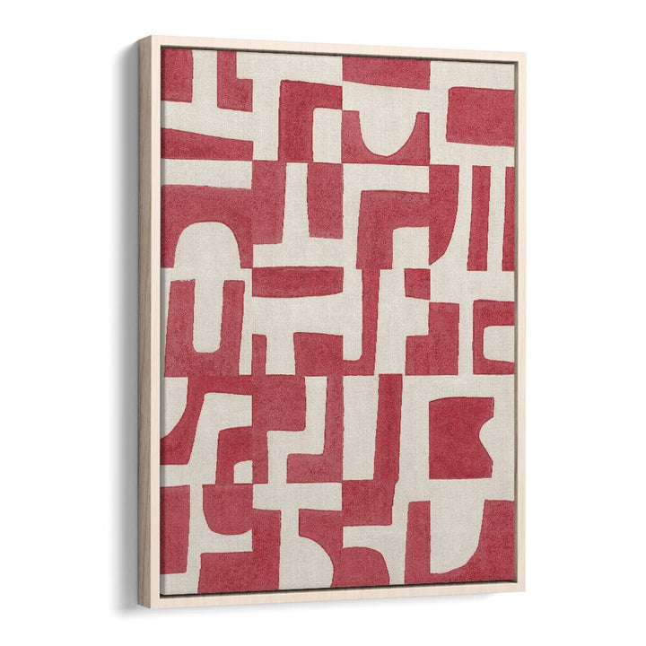 red puzzle by alisa galitsyna geometric prints geometric paintings in Oak Wood Floater Frame