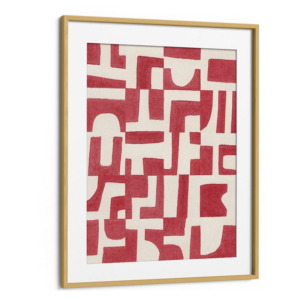 red puzzle by alisa galitsyna geometric prints geometric paintings in Oak Wood Frame With Mount