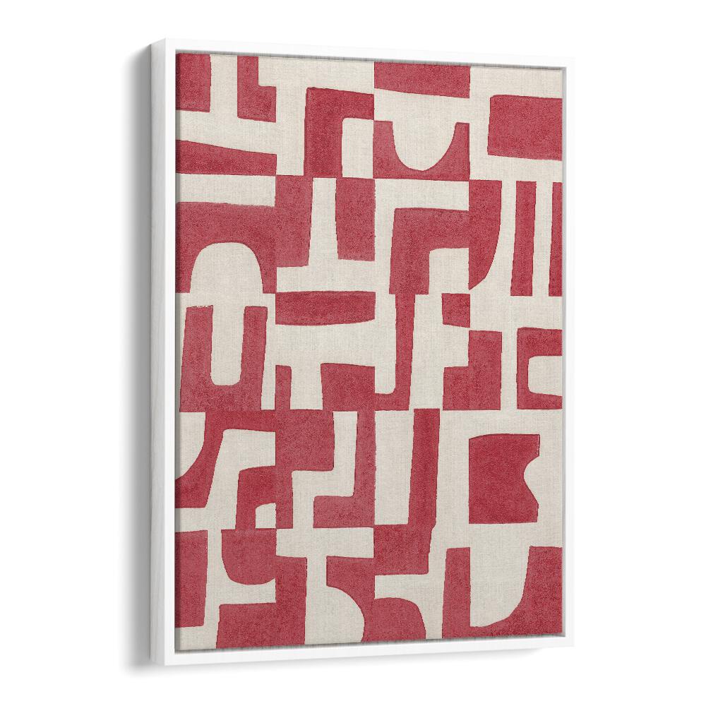 red puzzle by alisa galitsyna geometric prints geometric paintings in White Floater Frame