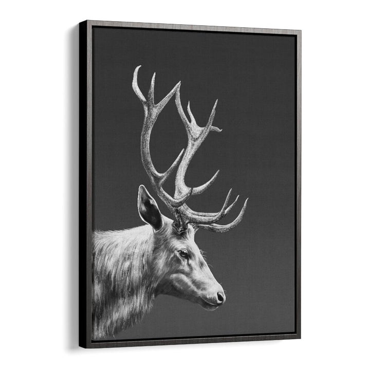 reindeer by gabriella roberg wall art prints in Black Floater Frame