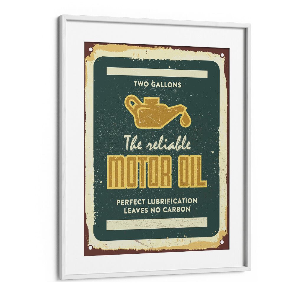 reliable oil car poster in White Frame With Mount