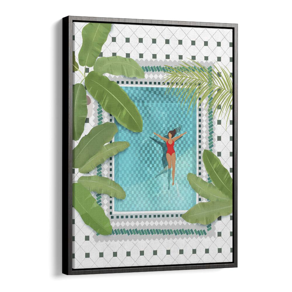 riad pool by petra lidze wall art prints in Black Floater Frame