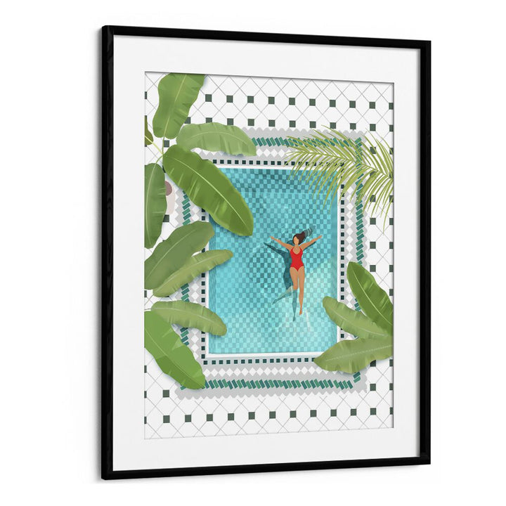 riad pool by petra lidze wall art prints in Black Frame With Mount